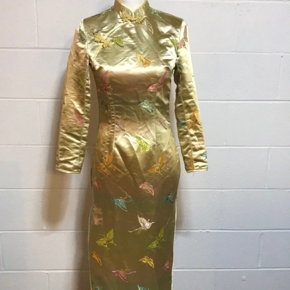 Gold L/S Maxi Dress Sm. - Picture 1 of 9
